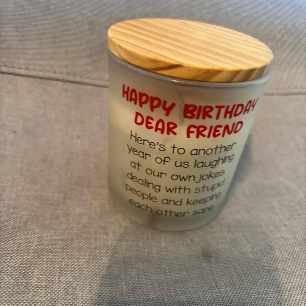 NWOT - Happy Birthday Candle with Wooden Lid